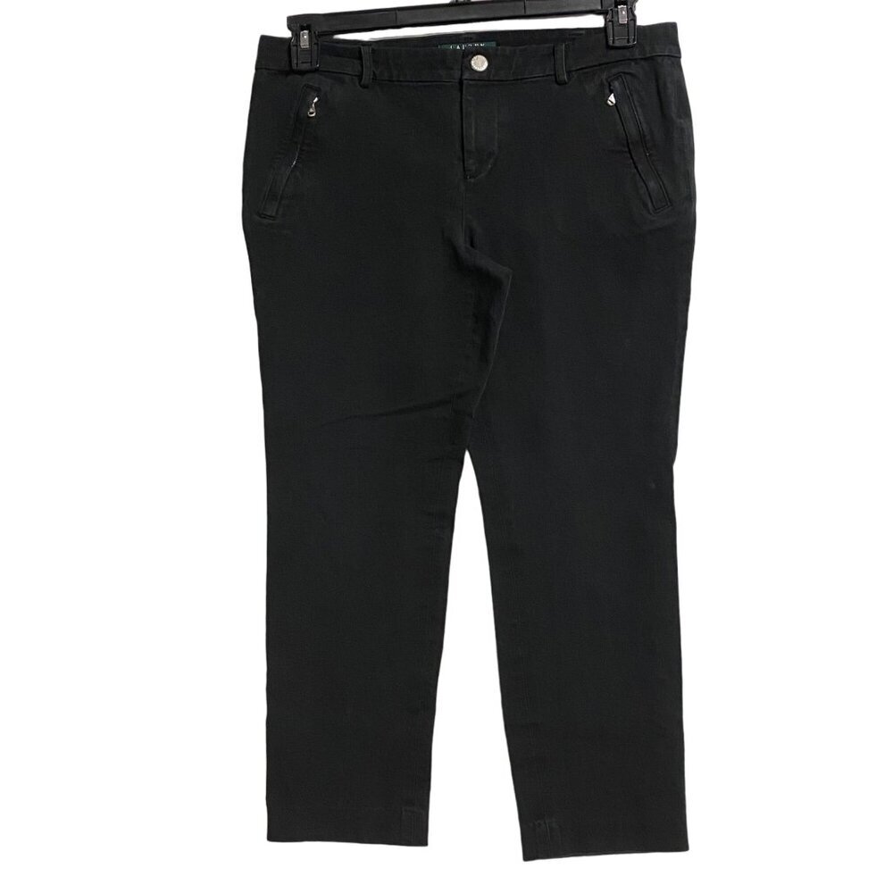 LAUREN RALPH LAUREN PETITE BLACK CROP‎ PANTS 10P